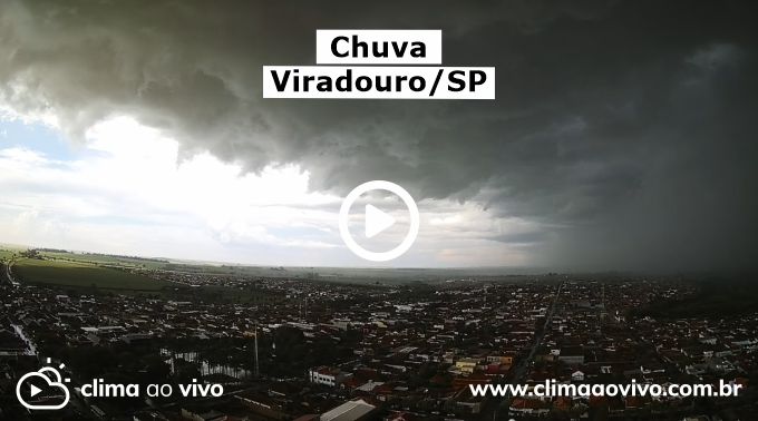 na imagem mostra a passagem de chuva sobre a cidade de Viradouro no interior do estado de São Paulo 